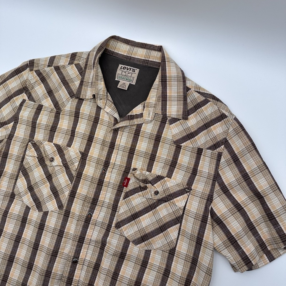 Vintage Levi's Authentic Jeanswear Men's M Plaid Button Up Pearl Snap Western‎